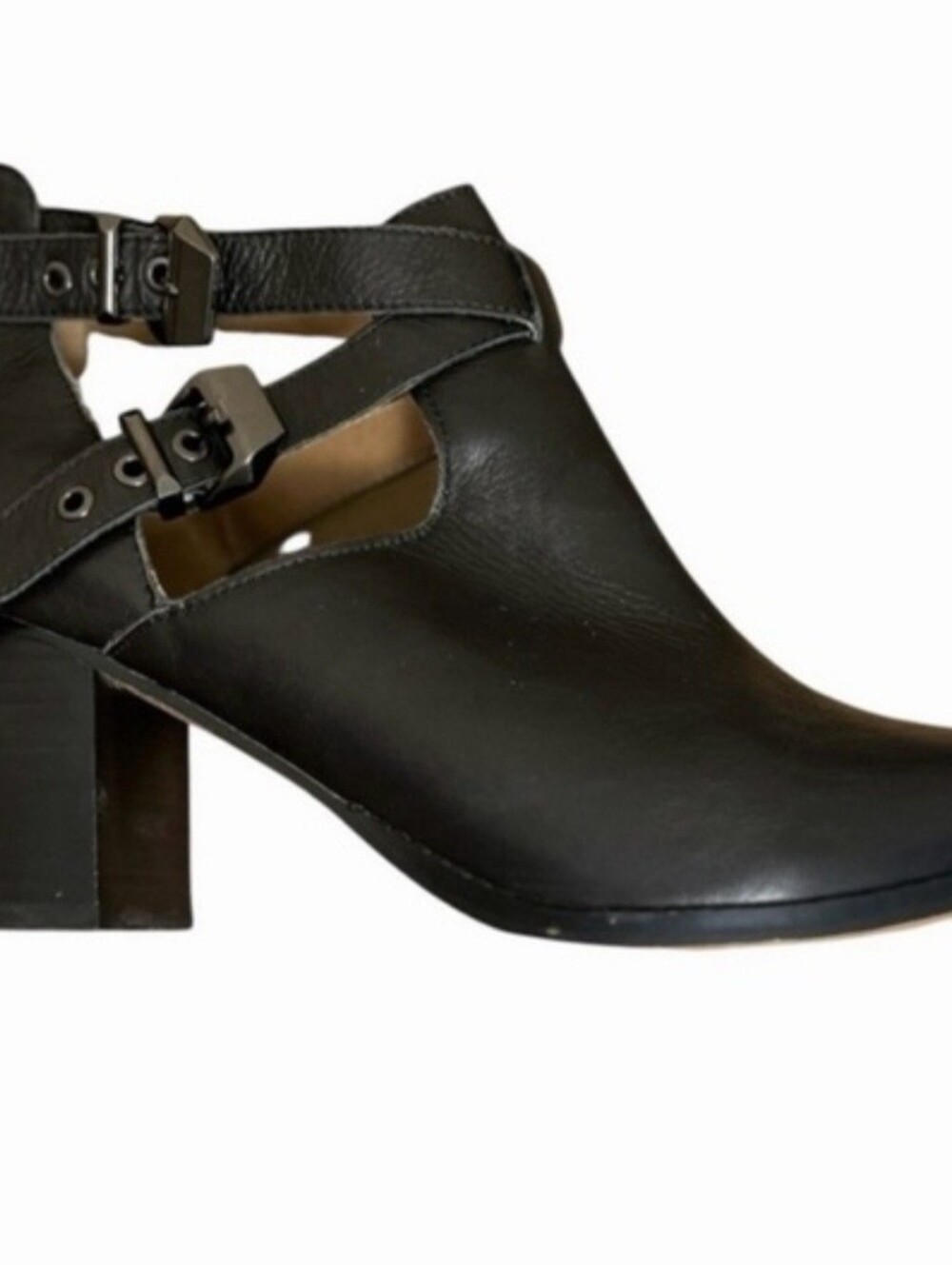 Zigi Soho Rosemary Leather Booties Black Size 11 Cutout Strap Block Heel